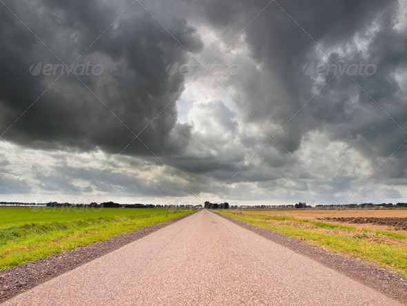 Straight Road under Brooding Sky