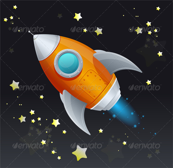 Comic Cartoon Rocket Space Ship