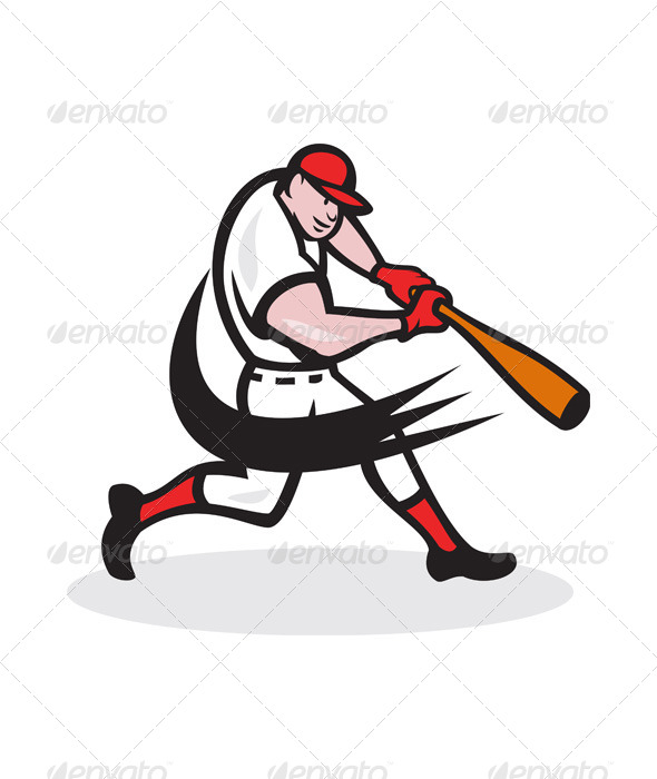 Baseball Player Batting Isolated Cartoon Baseball Player Batting Isolated Cartoon