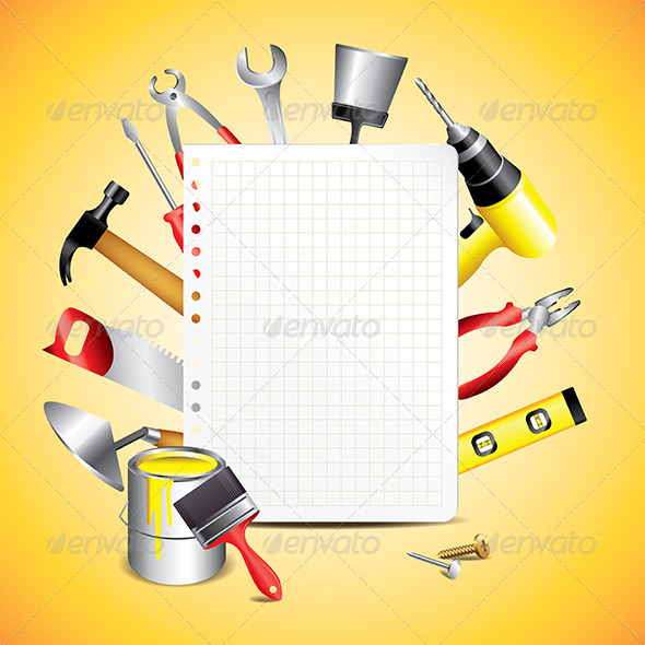 Construction Tools with Blank Paper Construction Tools with Blank Paper
