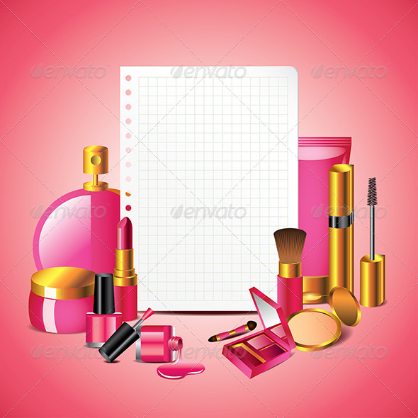 Cosmetics with Blank Paper Vector Background Cosmetics with Blank Paper Vector Background