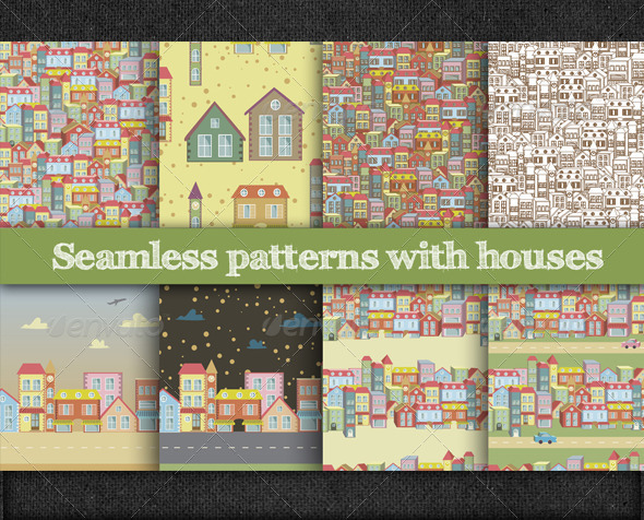 Seamless Patterns with Houses Seamless Patterns with Houses
