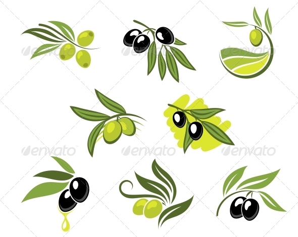 Green and Black Olives Set Green and Black Olives Set