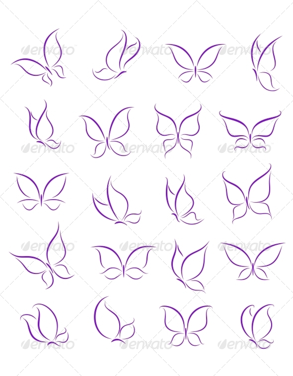 Butterfly Silhouettes Set Butterfly Silhouettes Set