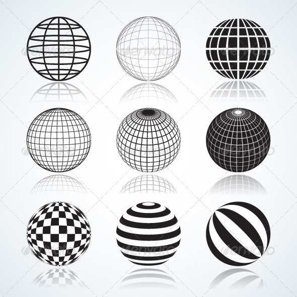 Set of 9 Globes and Spheres Set of 9 Globes and Spheres