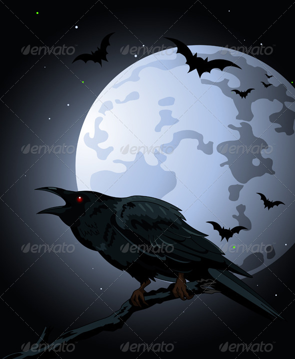 Crow against a full moon Crow against a full moon