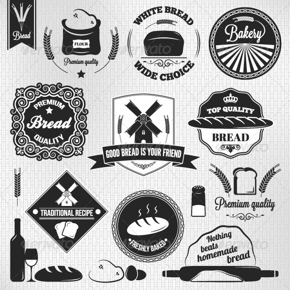 Bread Set of Vintage Labels Bread Set of Vintage Labels
