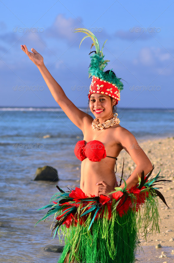 Young Polynesian Pacific Island Tahitian Woman Dancer