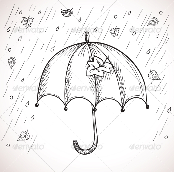 Sketch of an Umbrella in the Rain Sketch of an Umbrella in the Rain