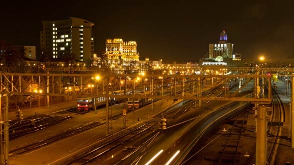 Railway Station at Night Time Lapse Railway Station at Night Time Lapse
