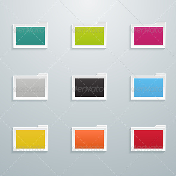 Set of Colored Flat Folders Set of Colored Flat Folders