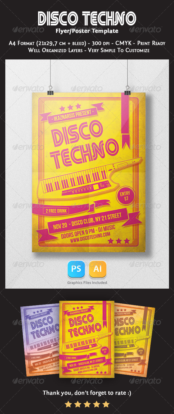 Disco Techno Flyer Template Disco Techno Flyer Template