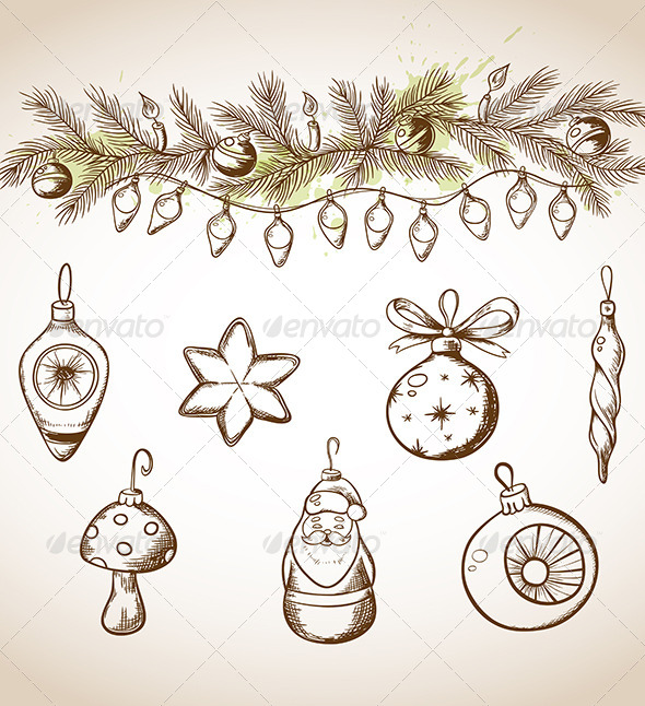 Hand Drawn Christmas Decorations Hand Drawn Christmas Decorations