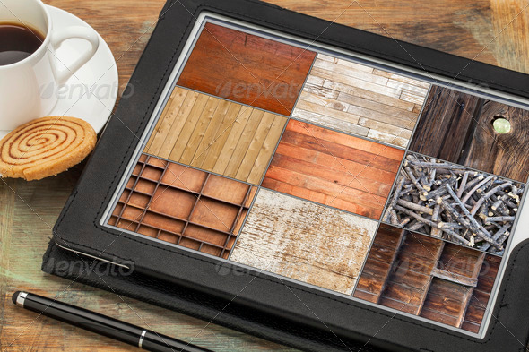 wood texture on digital tablet