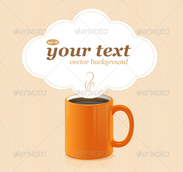 Vector Orange Coffee Cup with Text Vector Orange Coffee Cup with Text
