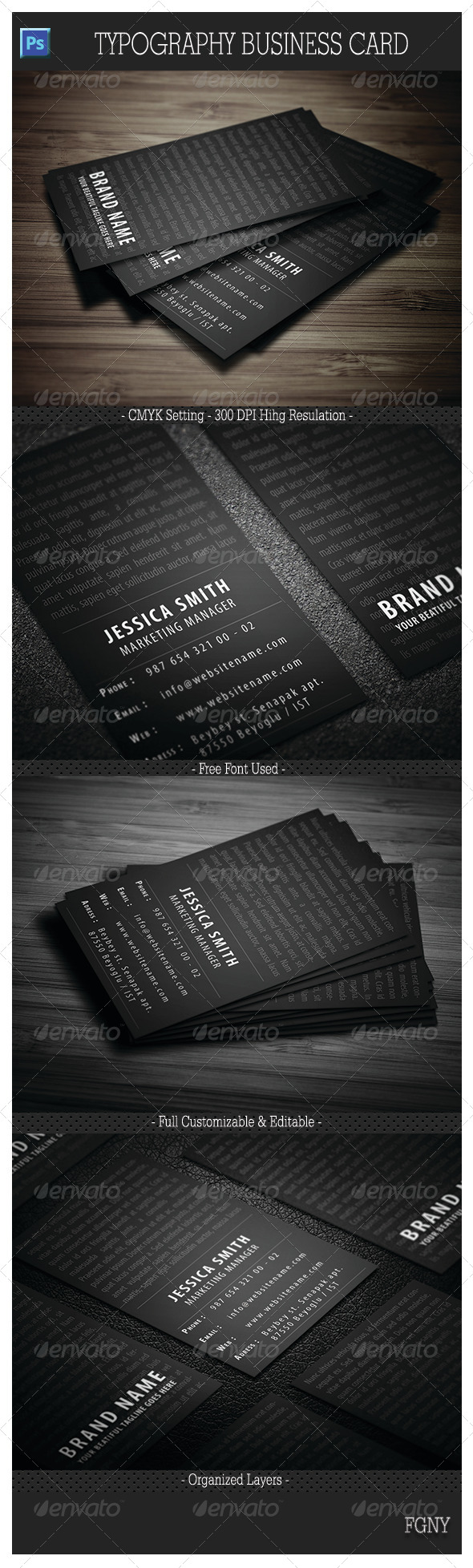 Typography Business Card Typography Business Card