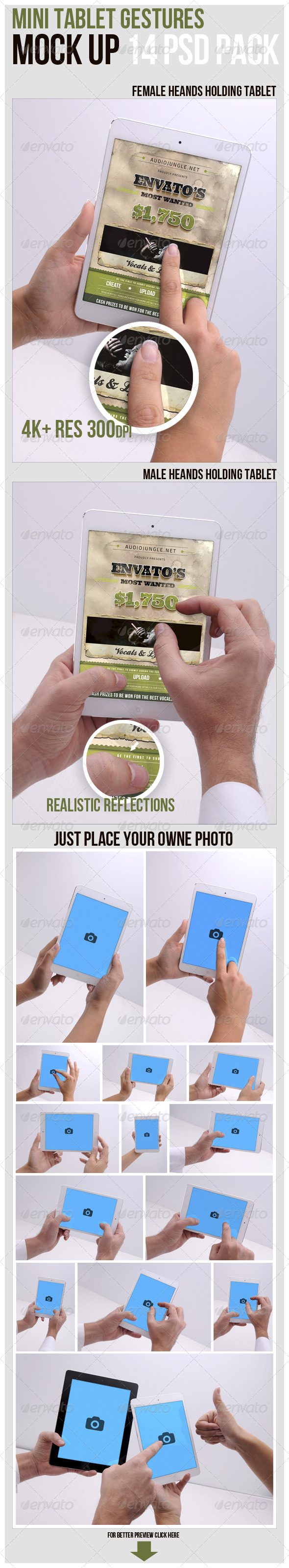 Mini Tablet Gestures Mockup