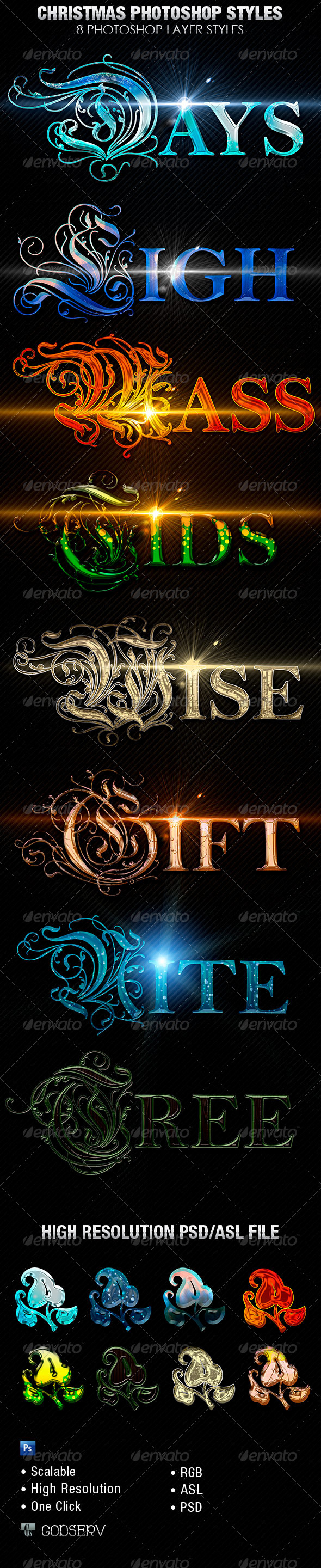 Christmas Photoshop Layer Styles - Text Effects Styles