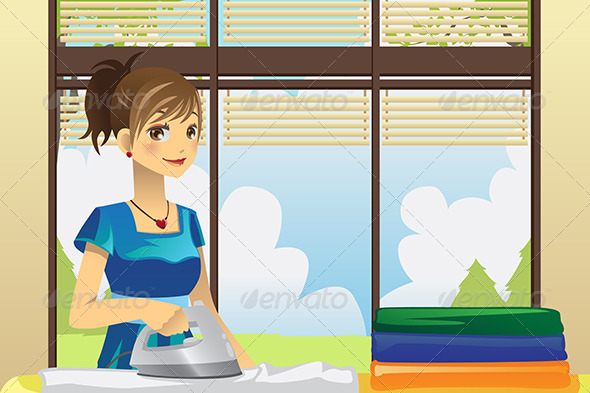 Housewife Ironing Clothes Housewife Ironing Clothes