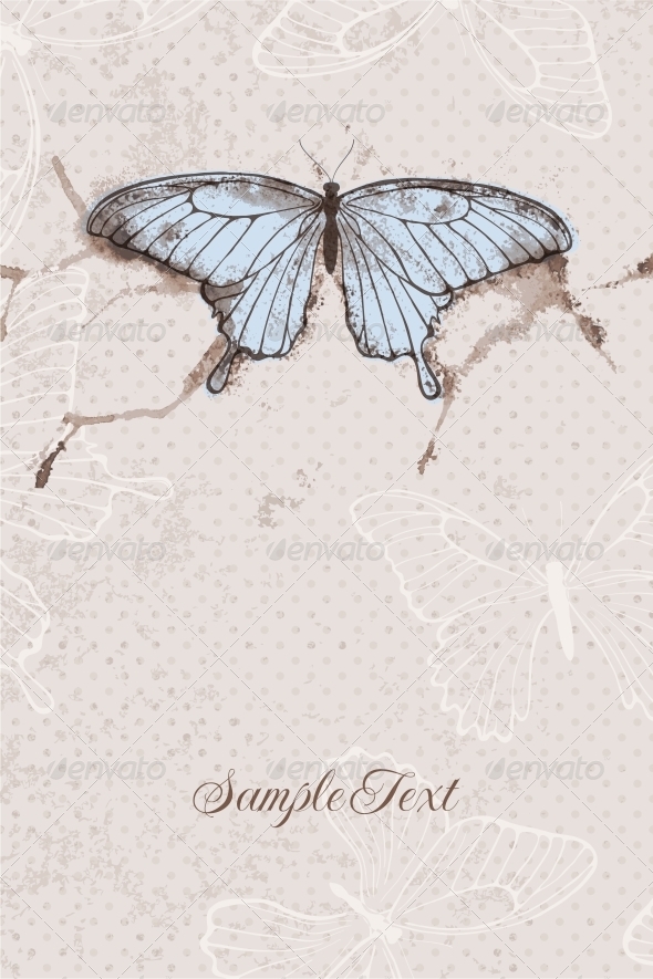 Vector Background with Watercolor Butterfly Vector Background with Watercolor Butterfly