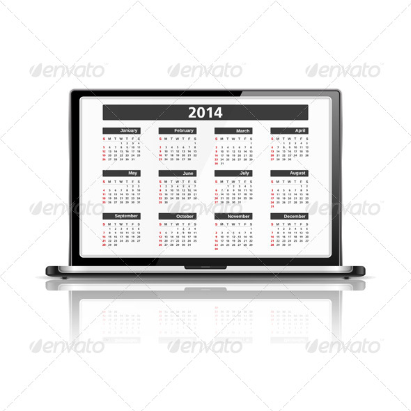 Calendar 2014 in Laptop