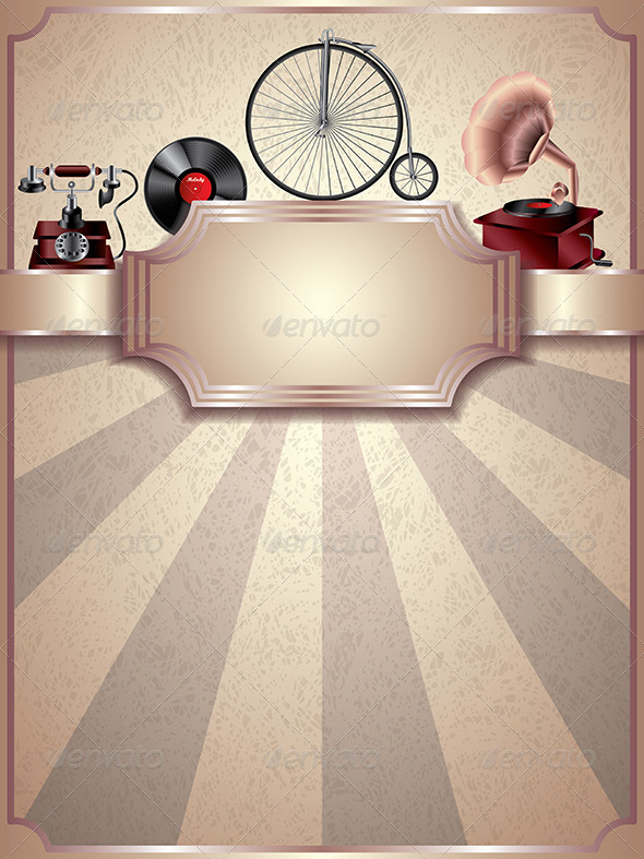 Vintage Vector Background, Retro Objects