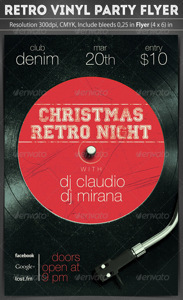 Retro Vinyl Party Flyer - Clubs & Parties Events