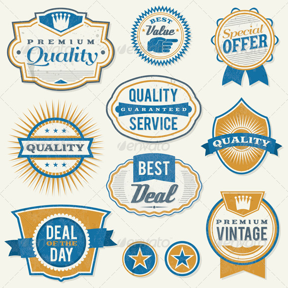 Retro Aged Business Labels and Badges Retro Aged Business Labels and Badges
