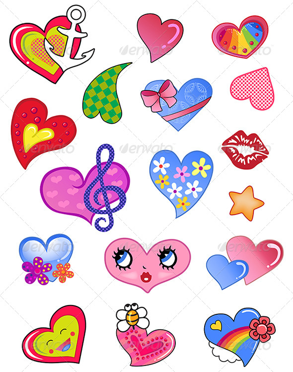 Comic Hearts Set Comic Hearts Set