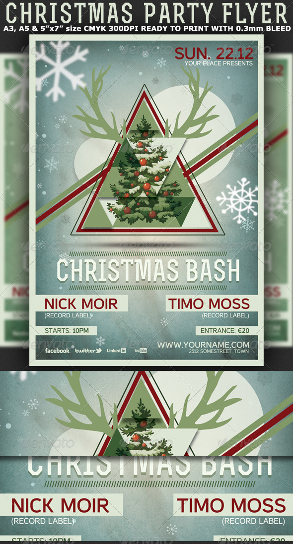 Christmas Minimal Party Flyer-Poster