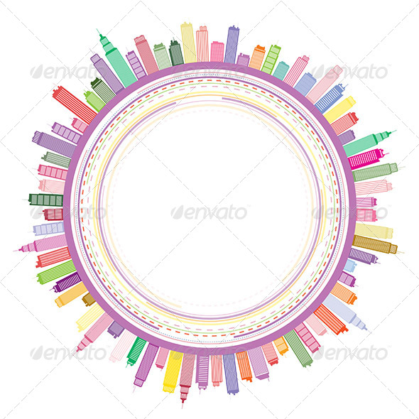 Circle Cityscape Frame Background Circle Cityscape Frame Background