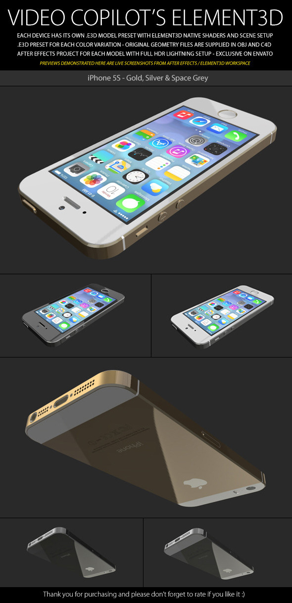 Element3D - iPhone 5S - 3DOcean Item for Sale