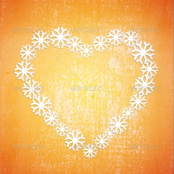 Grunge Christmas Background in the Orange Heart Grunge Christmas Background in the Orange Heart