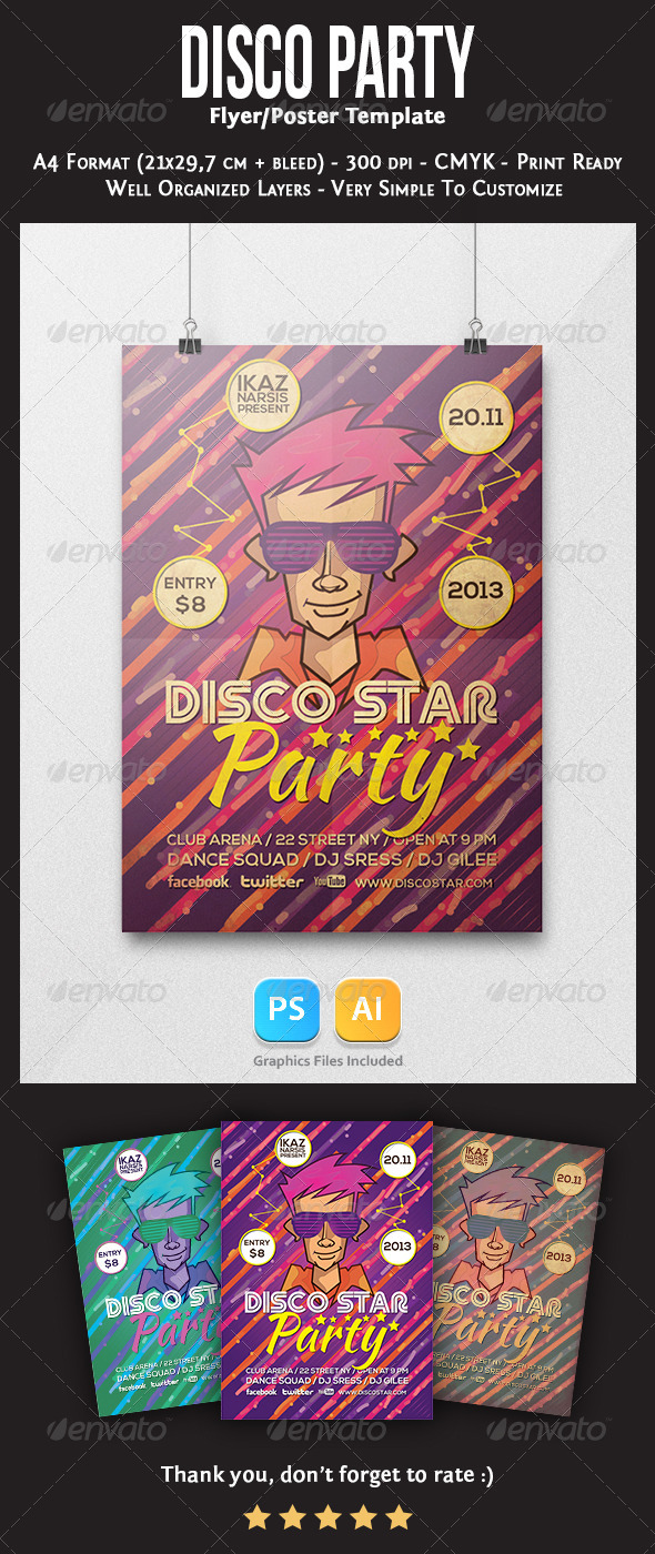 Disco Star Flyer Template - Clubs & Parties Events
