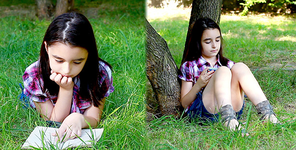 Little Girl Reading a Book 2 Packs Little Girl Reading a Book 2 Packs