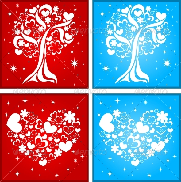 Tree and Heart Background Tree and Heart Background