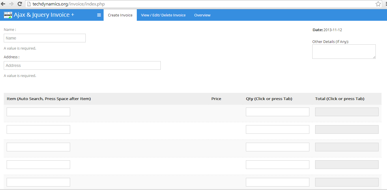 jquery invoice form by Invoice POS Ajax Jquery Management / System and