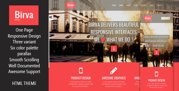 Birva- Responsive Multipurpose One Page HTML Theme