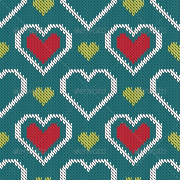 Seamless Knitted Sweater Pattern with Hearts Seamless Knitted Sweater Pattern with Hearts