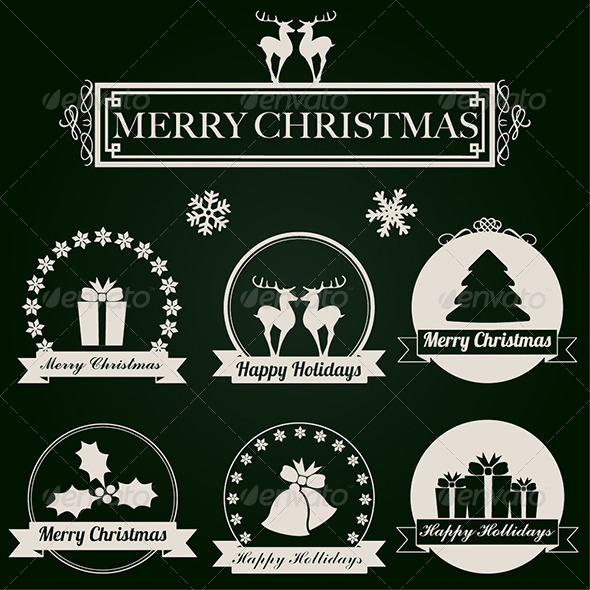 Christmas Labels Vector Set Christmas Labels Vector Set