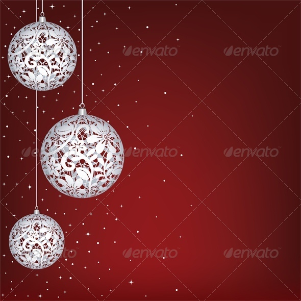 Christmas Card with White Lace Baubles