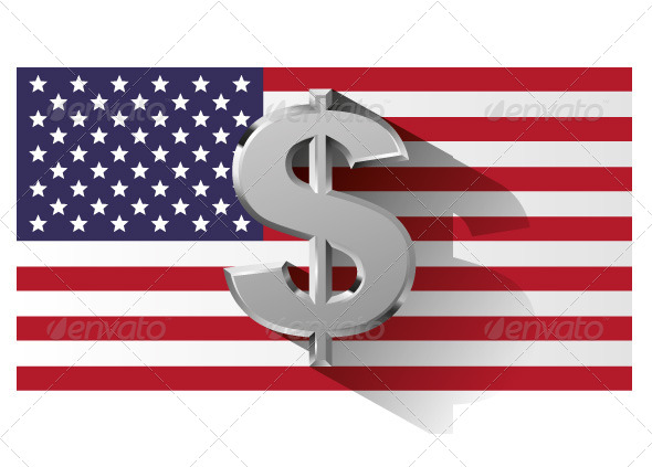 Silver Dollar Symbol on USA Flag