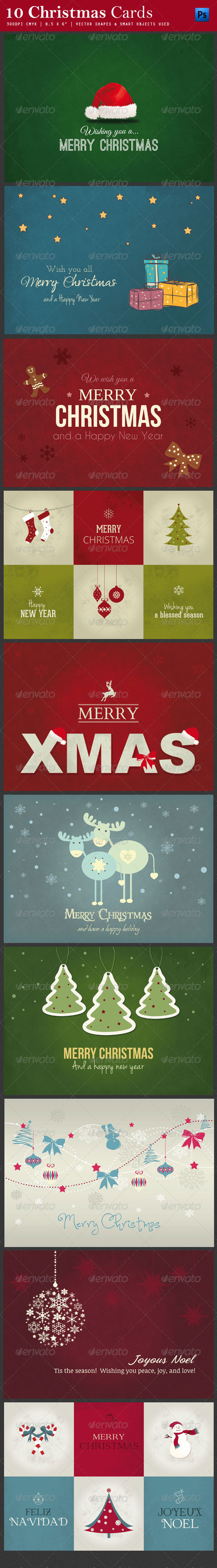 10 Christmas Cards PSD