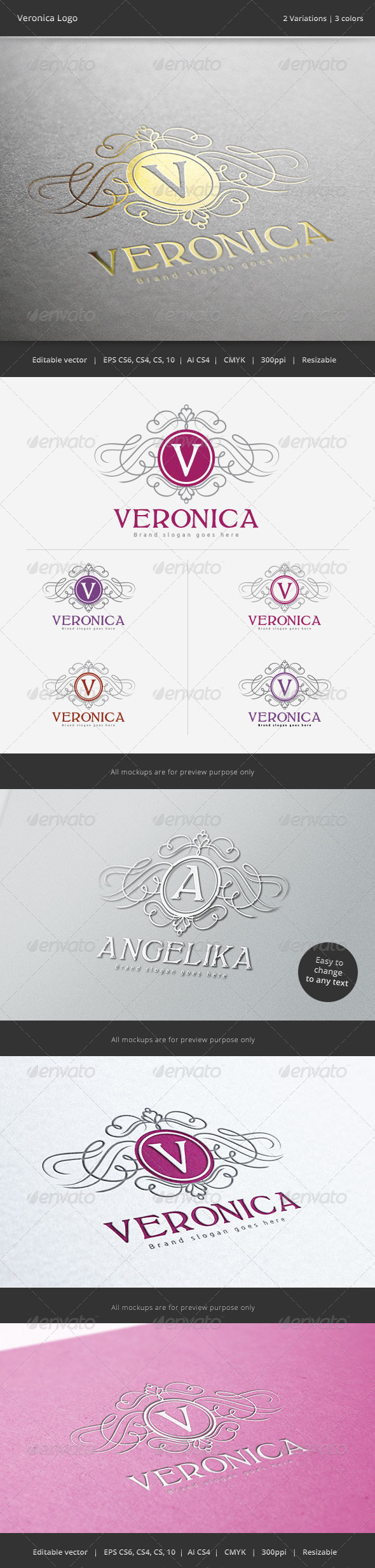 Veronica Letter Crest Logo - Crests Logo Templates