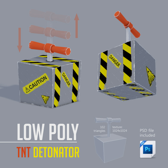 Low Poly TNT Detonator - 3DOcean Item for Sale