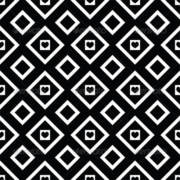 Abstract Black and White Seamless Pattern Hearts Abstract Black and White Seamless Pattern Hearts