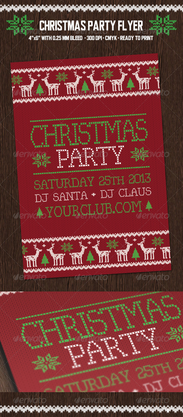 Christmas Party Flyer with Deers