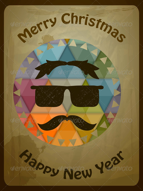 Vector Hipster Christmas Greeting Card