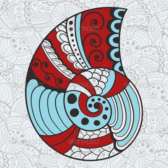 Abstract Bright Shell on Seamless Pattern Abstract Bright Shell on Seamless Pattern