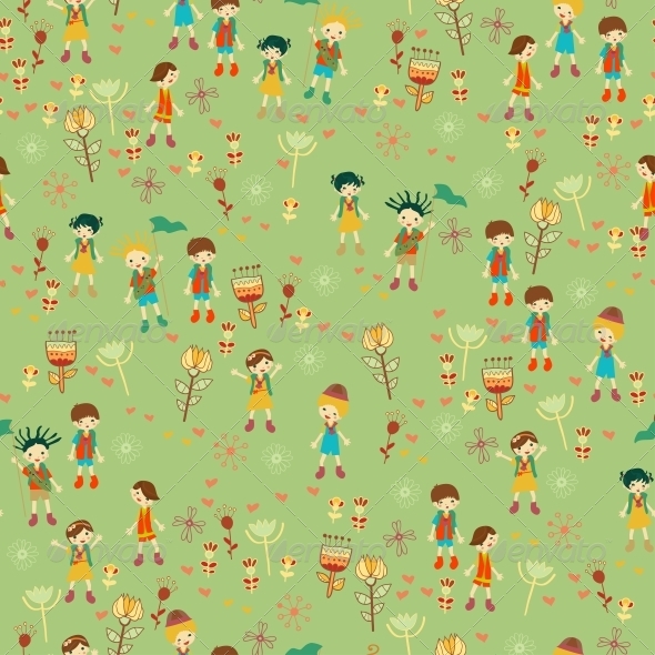 Green Child s Background with Flowers Green Child s Background with Flowers